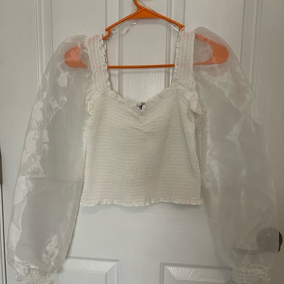 Large cropped puffy sleeve shirt - Picture 2 of 4